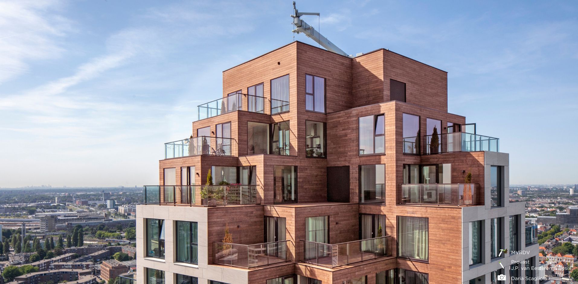 MOSO Bamboo X-treme Cladding installed at Grotius at extreme heights with fire rating B